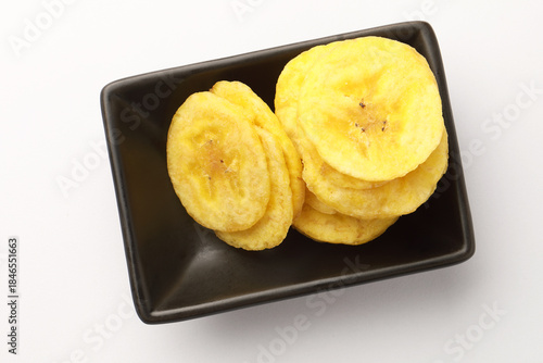 Banana chips is a deep-fried or dried,  crispy slice of banana. 