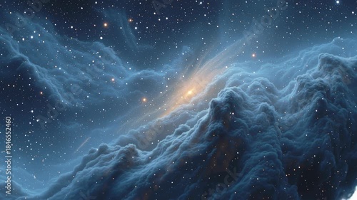Galactic nebula formation event in space cosmic scene dark environment wide view