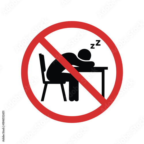 No Sleeping at Desk Sign – Workplace Safety and Productivity Prohibition Icon