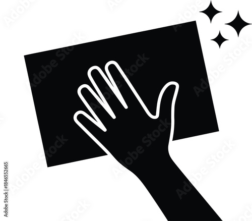 Hand Cleaning Surface Icon Showing Wiping and Sanitizing Concept