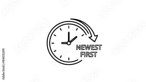 Clock icon shows time order in business concept in flat design or clock icon represents chronological arrangement in digital marketing campaign