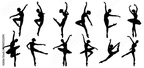 A group of silhouettes of women dancing ballet