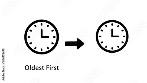 Clock icons illustrate progression in flat white scene showing time sequence or clocks moving forward in a minimalist design