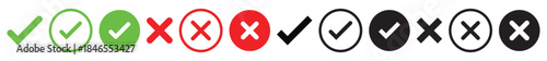 green tick and red cross button.