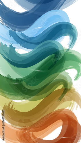 Vibrant colorful swirling brush strokes art.