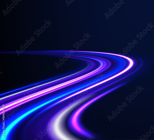 Sport car is made of polygons, lines and connected dots. Racing cars dynamic flash effects city road with long exposure night ligh. Vector PNG glitter light fire flare trace