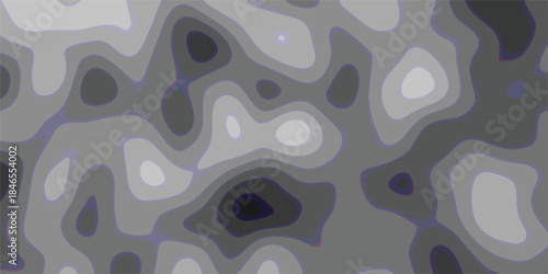 Abstract topographic contour map pattern in shades of gray with subtle purple outlines creating a textured, organic, and visually engaging background design for digital art and graphic applications