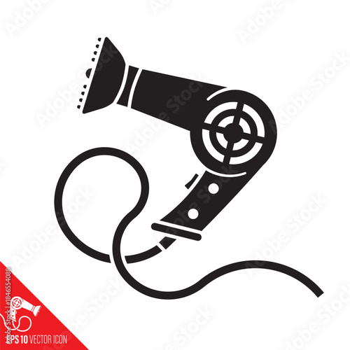 Retro hairdryer vector glyph icon
