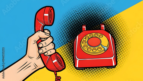 Vintage rotary phone and handset closeup.