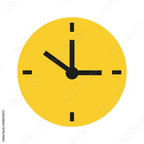 Yellow clock face showing time