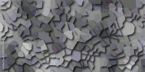 Abstract mosaic pattern of irregular polygonal shapes in shades of gray and purple with subtle shadows creating a textured and dimensional surface effect