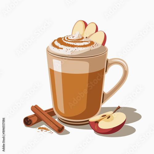Minimalist Vector Apple Cinnamon Latte for Fall – Great for social media posts, Thanksgiving invitations, or food and drink articles.