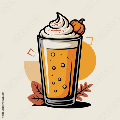 Festive Pumpkin Cream Soda Vector for Thanksgiving – Perfect for holiday drinks, sweet treats, or seasonal food concepts.