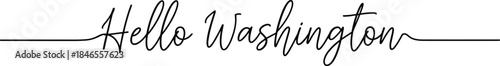 Hello Washington handwritten typography text for state greeting, travel design, modern calligraphy, and decorative lettering illustration.