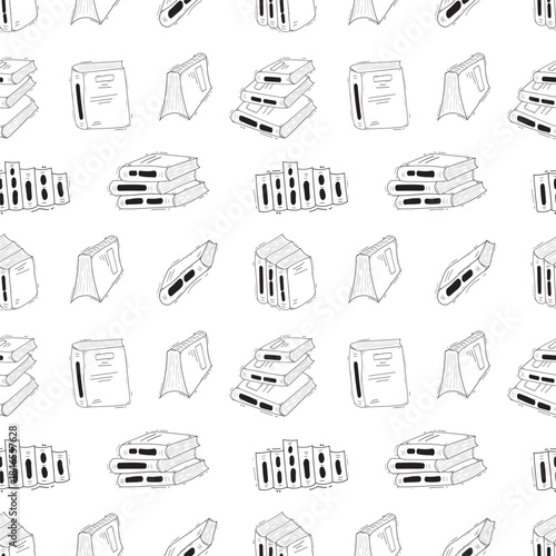 Hand drawn book seamless pattern background