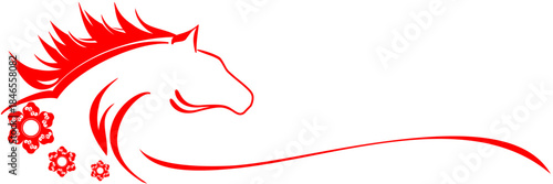 Chinese new year fire horse line art Illustration background