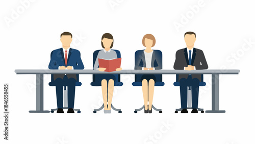 Business professionals sitting at a conference table in office