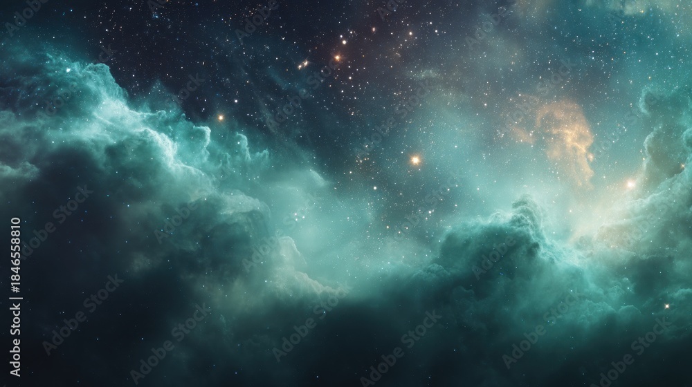 Fototapeta premium Starry space nebula with deep colors