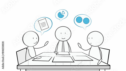 Business team discussing ideas in modern office setting