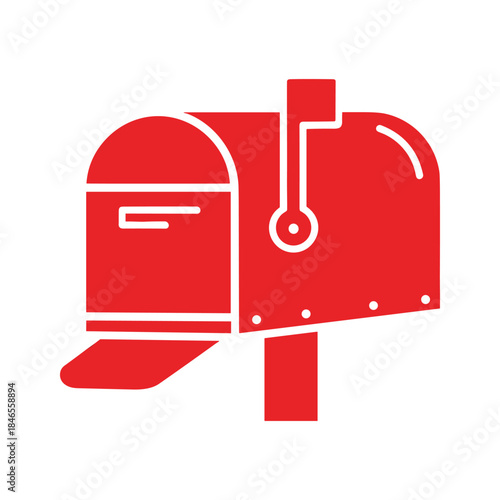 Red mailbox icon on white background