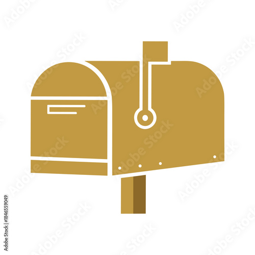Gold mailbox icon on white background