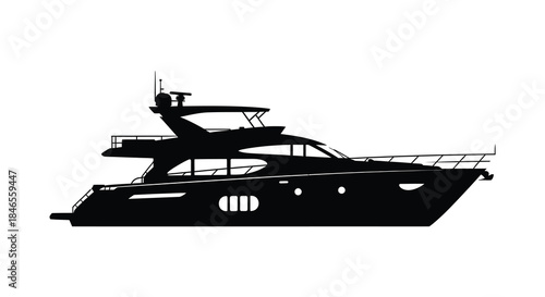 a striking black and white depiction of a luxury yacht at sea a beautiful silhouette