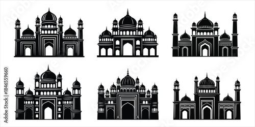 Silhouette illustrations of famous architectural landmarks