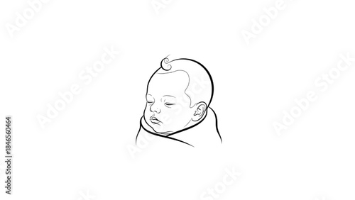 sleeping baby line art outline illustration 