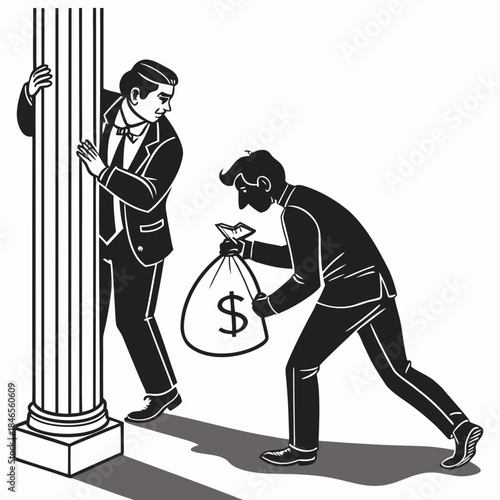 Two businessmen exchanging money secretly bribery