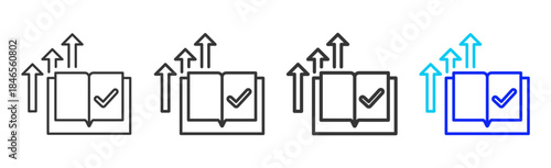 progress advancement Icon Set Collection in Creative Outline Style for Technology Platforms Featuring Multiple Thickness Variations Suitable for Education Apps Digital Systems