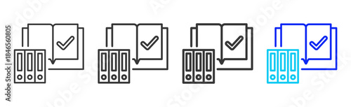 learning compliance Icon Set Collection in Creative Outline Style for Technology Platforms Featuring Multiple Thickness Variations Suitable for Education Apps Digital Systems