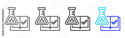 science validation Icon Set Collection in Creative Outline Style for Technology Platforms Featuring Multiple Thickness Variations Suitable for Education Apps Digital Systems