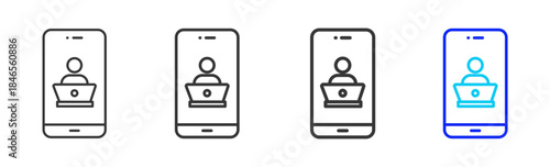 cross device Icon Set Collection in Creative Outline Style for Technology Platforms Featuring Multiple Thickness Variations Suitable for Education Apps Digital Systems