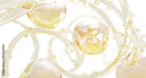 Bilde på lerret Oil drops texture with bubbles, waves and splashes