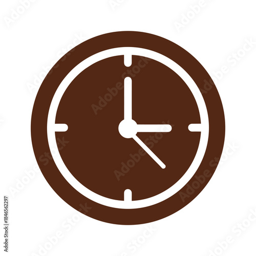 Brown clock icon on white background