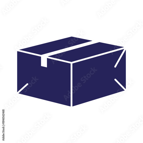 Dark blue cardboard box with tape