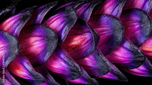 Abstract close-up of vibrant purple pink tropical plant petals