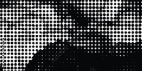 Abstract vector halftone tilted background with grainy stripes. Dotted texture and trendy halftone tonal gradation effect.