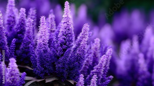 Purple lavender blooms in garden setting