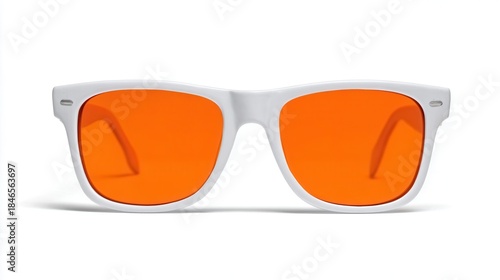 Orange tint sunglasses on white background