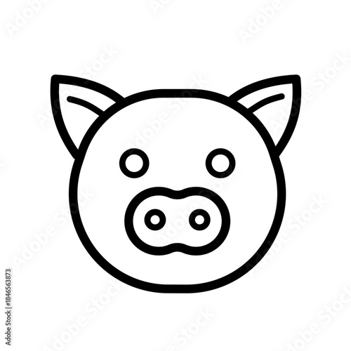 Pig head - line vector icon