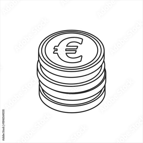 Euro coin stack icons representing savings finance and currency wealth