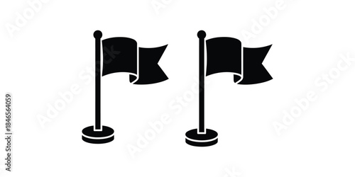 Illustrator Icon Set Flags on Poles Representing Achievement and Goals