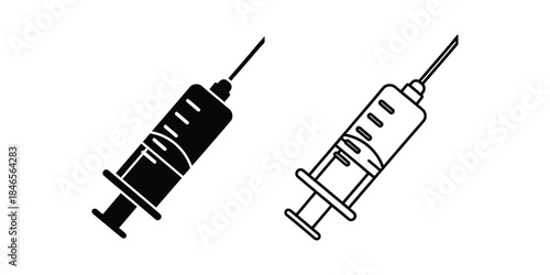 Illustrator Icon Set Depicting Medical Syringes For Healthcare Applications