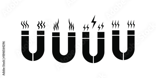 Illustrator Magnet Icon Set Attraction Energy And Science Concepts