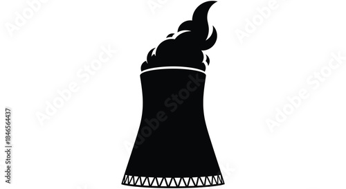 A striking black silhouette of a flaming torch with a detailed flame and base silhouette