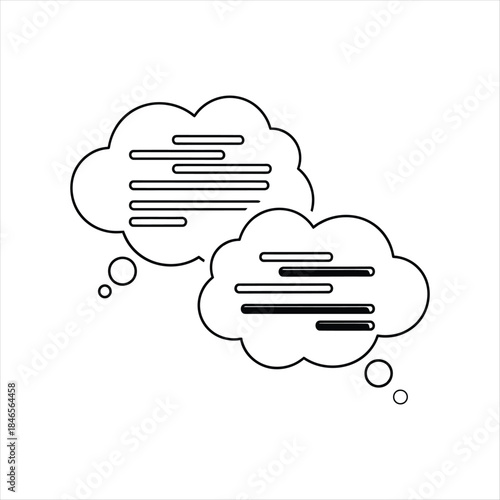 Illustrator eps file displaying various thought bubble icons and brainstorming symbols