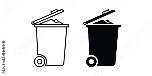 Waste disposal and recycling icons symbols for cleanliness and environmental care