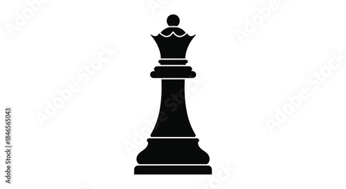 A striking black queen chess piece stands prominently displayed a bold silhouette