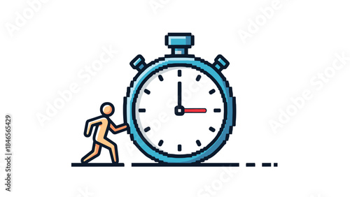 Minimalist time management concept with person and stopwatch